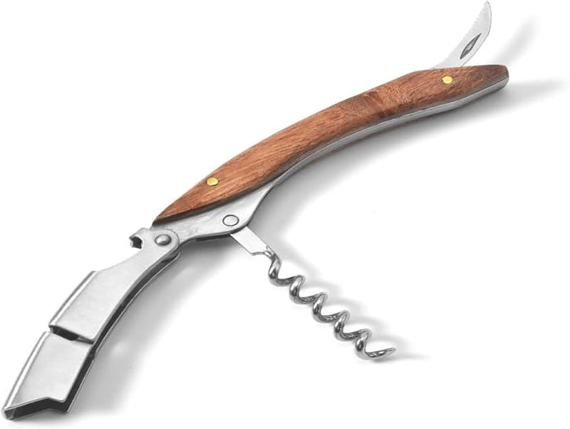 Kit-Home Professional Waiter Corkscrew Wine Key for Bartenders Set of 3,With Long Rosewood Handle Stainless Steel Handle Wine Opener for Bar Restaurant Waiters, Sommelier, Bartend (Long Rose Wood 3 Packs) - Image 5